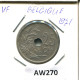 25 CENTIMES 1921 FRENCH Text BELGIQUE BELGIUM Pièce #AW270.F.A - 25 Cent