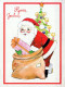 PÈRE NOËL Bonne Année Noël Vintage Carte Postale CPSM #PBL138.FR - Santa Claus