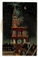 Carte Illustrée Strasbourg, Cathédrale De Nuit, Croissant De Lune, Roue Modifiant Le Fond Lumineux (bleu, Jaune, Rouge) - Hold To Light
