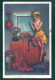 19116 X. Sager - Cabinet De Toilette - Joili Femme Se Limant Les Ongles Devant Son Cabinet De Toilette - Sager, Xavier