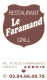 39- ARBOIS  -PUB - CARTE VISITE -RESTAURANT  LE FARAMAND - Arbois