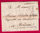 MARQUE MANUSCRIT DE LIBOURNE 1746 GIRONDE INDICE 14 POUR BORDEAUX LETTRE - 1701-1800: Voorlopers XVIII