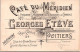 CARTE DE VISITE ET PUBLICIAIRE ANCIENNE - CAFE DU MERIDIEN - POITIERS - Publicités