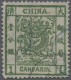 China: 1878, Large Dragon Thin Paper 1 Ca. Deep Green, Canc. Faint Blue Seal And - Other & Unclassified