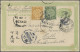 China - Postal Stationery: 1907, Oval Green 1 C. Uprated Coiling Dragon 1 C., 2 - Postales