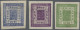 Nepal: 1881 Complete Set Of Three On European Paper, Imperf, Unused Without Gum - Népal