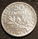 FRANCE - 50 CENTIMES 1907 - Semeuse - Argent - Silver - Gad 420 - KM 854 - 50 Centimes