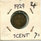 1 CENT 1929 INÉERLANDAIS NETHERLANDS Pièce #AU248.F.A - 1 Cent