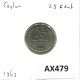 25 CENTS 1963 SRI LANKA Ceylon Münze #AX479.D.A - Otros – Asia