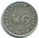 1/4 GULDEN 1965 NIEDERLÄNDISCHE ANTILLEN SILBER Koloniale Münze #NL11366.4.D.A - Netherlands Antilles