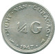1/4 GULDEN 1947 CURACAO NÉERLANDAIS NETHERLANDS ARGENT Colonial Pièce #NL10774.4.F.A - Curacao