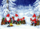 BABBO NATALE Buon Anno Natale GNOME Vintage Cartolina CPSM #PBL785.A - Santa Claus