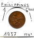PHILIPPINES Commonwealth  1 Centavo  Hammer  KM179 1937  TTB - Filippijnen