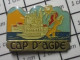 413E Pin's Pins / Beau Et Rare / VILLES / CAP D'AGDE BATEAU VOILIER AMPHORE FEMME NUE - Cities