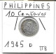 PHILIPPINES Commonwealth  10 Centavos  Femme KM 181   , 1945d   Ag.0.750  TTB - Filippijnen