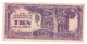 Netherlands Indies 10 Gulden 1942 Japanese Occupation WWII - Indes Néerlandaises