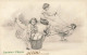 N°24978 - Joyeuses Pâques - Enfants Transportant Un Panier Rempli D'oeufs à L'aide D'un Poussin - Pâques