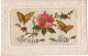 N°24952 - Carte Brodée - Bonne Fête - Papillons Autour D'une Rose - Embroidered