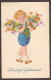 Félicitations - Petite Fille Avec Des Fleurs -  Jolie CPA 1933  - Vintage Card - Geburtstag