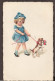 Petite Fille Avec Son Chien - Jolie Carte Postale Ancienne 1928 - Vintage Card - Children's Drawings