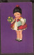 Petite Fille Avec Son Cadeau - Jolie Carte Postale Ancienne 1930 - Vintage Card - Dessins D'enfants
