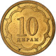 Tadjikistan, 10 Drams, 2001, St. Petersburg, Brass Clad Steel, TTB+, KM:3.2 - Takiyistán