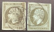 France #11a+11 Les Deux Nuances TTB 1860 Empire 1c Bronze Cad Pezenas 1863 Et 1c Olive Lille 1862 (Napoléon III - 1853-1860 Napoleon III
