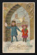 Kinder Bringen Neujahrsgrüße Glücksklee Schnee Stadtansicht, Leer 31.12.1913 - Hold To Light