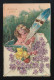 Mädchen Mit Brieffeder Und Umschlag Blüten Grüße Srdecne Prani, Vrutice Um 1908 - Hold To Light