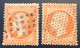 France #23b TB, LES DEUX OBLIT. ROULETTES DE PARIS = GROS POINTS + POINTILLÉS Sur 1862 40c Orange Vif - 1862 Napoleon III