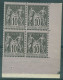 France   89  En Bloc 4  * *   TB Coin De Feuille   - 1876-1898 Sage (Type II)