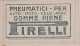 1919 Biglietto  Postale  15c Con  Pubblicità  PIRELLI PNEUMATICI PER AUTO MOTO VELO AEREO  Nuovo Perfetto - Voitures