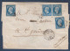 Napoléon  N° 14A X De 4 Oblitérés PC 3006 Sur Enveloppe De St Bertrand ( Haute Garonne ) - 1853-1860 Napoleone III