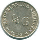 1/4 GULDEN 1956 NIEDERLÄNDISCHE ANTILLEN SILBER Koloniale Münze #NL10924.4.D.A - Antille Olandesi