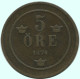5 ORE 1876 SWEDEN Coin #AC582.2.U.A - Sweden