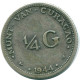 1/4 GULDEN 1944 CURACAO Netherlands SILVER Colonial Coin #NL10607.4.U.A - Curacao