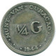 1/4 GULDEN 1944 CURACAO NÉERLANDAIS NETHERLANDS ARGENT Colonial Pièce #NL10685.4.F.A - Curacao