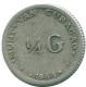 1/4 GULDEN 1944 CURACAO Netherlands SILVER Colonial Coin #NL10719.4.U.A - Curacao
