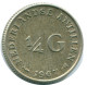 1/4 GULDEN 1967 NIEDERLÄNDISCHE ANTILLEN SILBER Koloniale Münze #NL11529.4.D.A - Niederländische Antillen