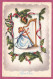 Greetings Card, Buon Anno, Happy New Year-Scene Of Young Girl Plays Teh Harp- Giovane Ragazza Suona L'arpa- - New Year