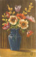 "Beautiful Flowers In Vases" Log Of Four (4) Vintage Spanish, Artist Drawn, Postcards - Flowers