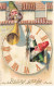 N°23874 - Carte Gaufrée - Nouvel An - Bonne Année - Lutins Réglant Une Horloge - New Year