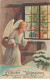 N°23892 - Carte Gaufrée - Noël - Fröhliche Weihnachten - Ange Gardien Regardant Des Garçons à Travers Une Fenêtre - Other & Unclassified