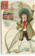 N°22870 - Carte Gaufrée - Bonne Année - Garçon Faisant Un Salut Devant Un Tramway - New Year