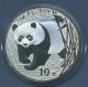 China Panda 10 Yuan 2002, 1 Unze Feinsilber, St In Kapsel (m6369) - China