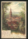 Lithographie Freiburg I / B., Teilansicht Mit Kirche  - Freiburg I. Br.