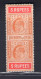 1903-04 Ceylon, Stanley Gibbons Telegrafici N. T176 - 5 Orange And Carmine, MH* - Andere & Zonder Classificatie