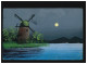 Landwirtschaft Gemälde Windmühle Fluss Mond Nacht Ufer, Gruiten 29.9.1921 - Other & Unclassified
