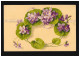 AK Blumen Veilchen Kranz Auf Lila Band Art Deco Jugendstil, Rorschach 23.6.1922 - Sonstige & Ohne Zuordnung