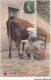 CAR-AAWP8-63-0611 - EN AUVERGNE - Jeune Paysanne Trayant Une Vache - Auvergne Types D'Auvergne